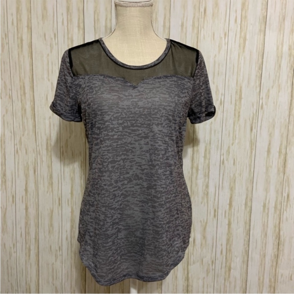 EUC North river gray sheer tshirt with mesh chest